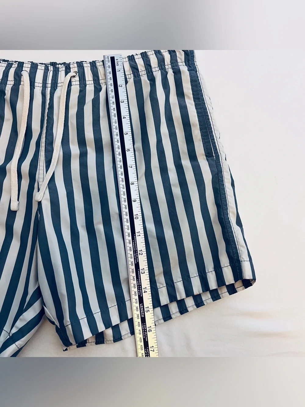 H&M Navy and White Vertical Stripe Athletic Shorts